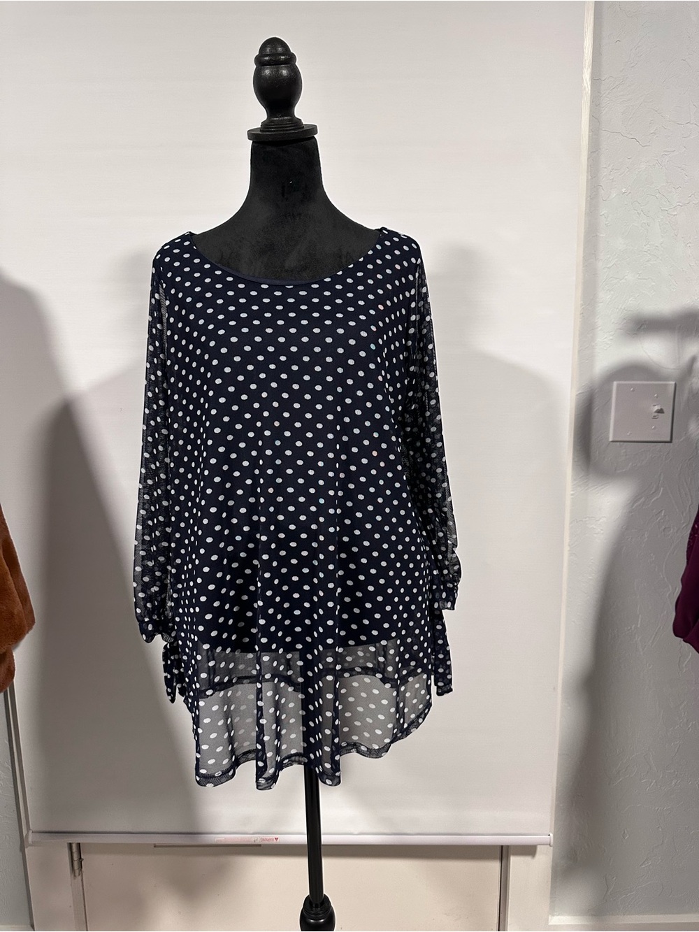 Papermoon Navy and White Polka Dot Top